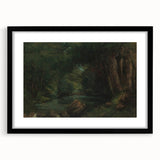 A Brook in the Forest Realism Art Print - Lush Nature Canvas Decor