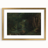 A Brook in the Forest Realism Art Print - Lush Nature Canvas Decor