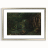 A Brook in the Forest Realism Art Print - Lush Nature Canvas Decor