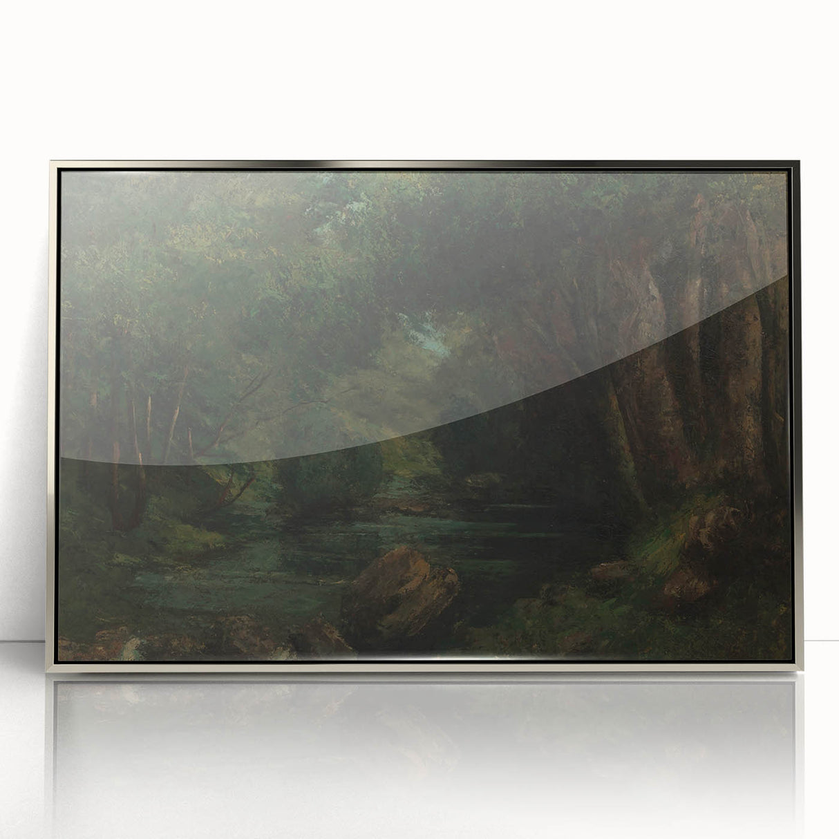 A Brook in the Forest Realism Art Print - Lush Nature Canvas Decor