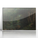 A Brook in the Forest Realism Art Print - Lush Nature Canvas Decor