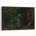 A Brook in the Forest Realism Art Print - Lush Nature Canvas Decor