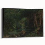 A Brook in the Forest Realism Art Print - Lush Nature Canvas Decor