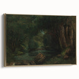 A Brook in the Forest Realism Art Print - Lush Nature Canvas Decor