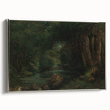 A Brook in the Forest Realism Art Print - Lush Nature Canvas Decor