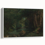 A Brook in the Forest Realism Art Print - Lush Nature Canvas Decor