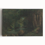 A Brook in the Forest Realism Art Print - Lush Nature Canvas Decor