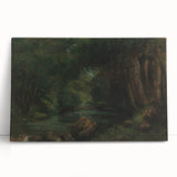 A Brook in the Forest Realism Art Print - Lush Nature Canvas Decor