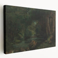 A Brook in the Forest Realism Art Print - Lush Nature Canvas Decor