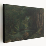 A Brook in the Forest Realism Art Print - Lush Nature Canvas Decor