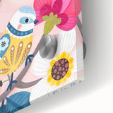 Charming Birds & Flowers Girls Room Wall Art - Kids Nature Decor