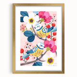 Charming Birds & Flowers Girls Room Wall Art - Kids Nature Decor