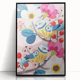 Charming Birds & Flowers Girls Room Wall Art - Kids Nature Decor