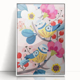 Charming Birds & Flowers Girls Room Wall Art - Kids Nature Decor