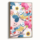 Charming Birds & Flowers Girls Room Wall Art - Kids Nature Decor