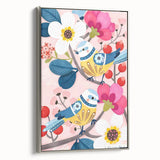 Charming Birds & Flowers Girls Room Wall Art - Kids Nature Decor