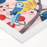 Charming Birds & Flowers Girls Room Wall Art - Kids Nature Decor