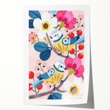 Charming Birds & Flowers Girls Room Wall Art - Kids Nature Decor