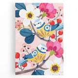 Charming Birds & Flowers Girls Room Wall Art - Kids Nature Decor