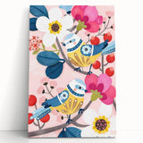 Charming Birds & Flowers Girls Room Wall Art - Kids Nature Decor