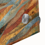 Large abstract wall art featuring swirling autumn hues on acrylic glass, suitable for bedroom or dining room decor.