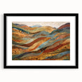 Extra large abstract art print featuring textured, colorful foliage in autumn hues on a black framed canvas.