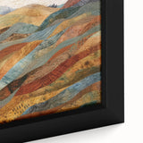 Extra large framed canvas featuring textured, colorful art of autumn leaves against a black background.