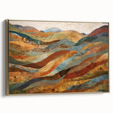 Framed canvas depicting a vintage-style landscape with autumn trees in gold and black tones, ideal for bedroom wall decor.