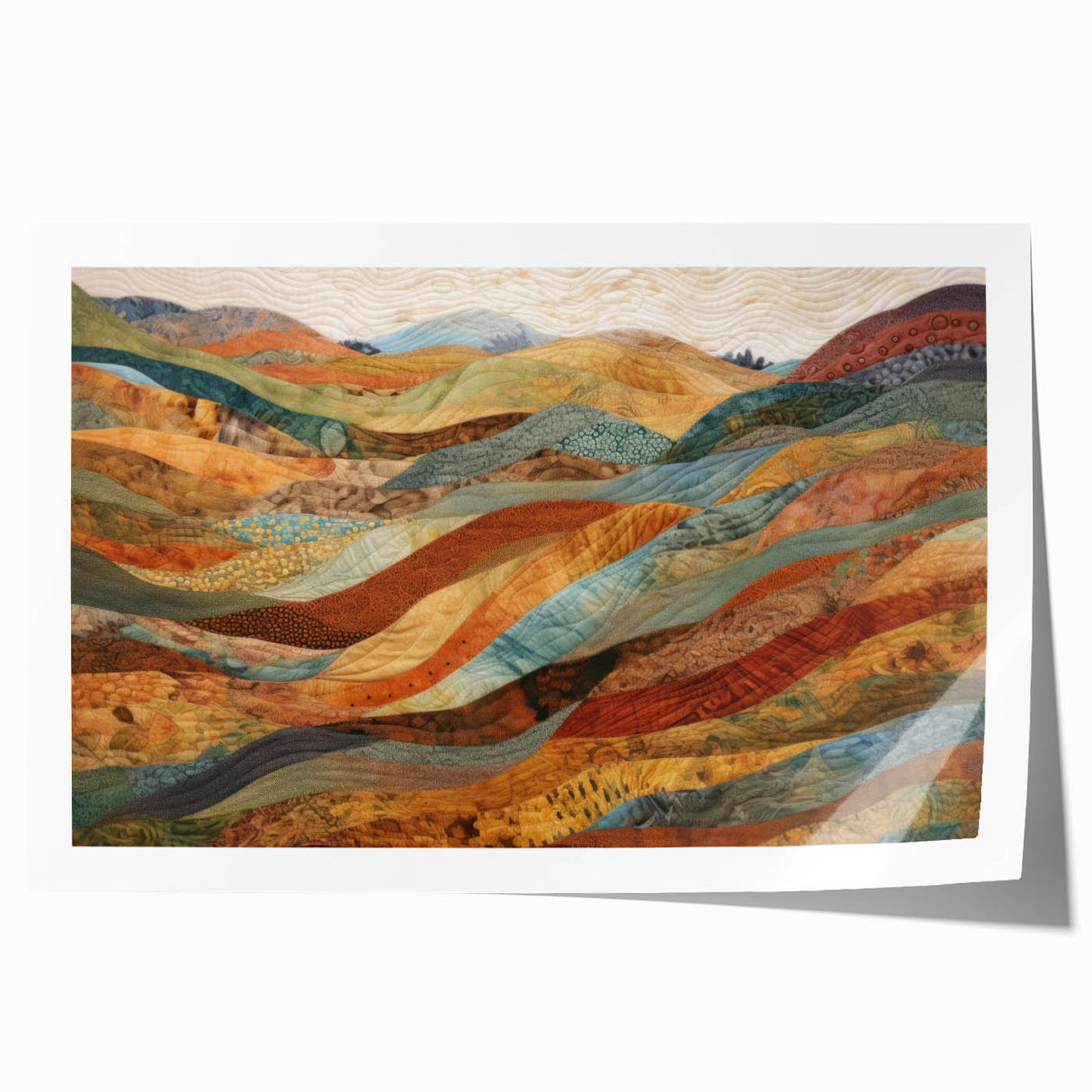 Extra large rolled print of a floral design featuring autumnal colors.