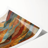 Extra large wall art featuring line art flowers in muted earth tones on rolled canvas, ideal for large living room decor.