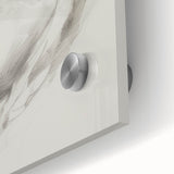 Abstract figurative acrylic artwork with vibrant colors and dynamic shapes, showcasing a close-up view of intricate details on glass, ideal for contemporary decor.