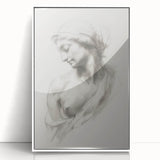 Abstract figurative art piece displayed in a sleek white frame, showcasing vibrant colors and dynamic shapes, ideal for modern home decor or gallery settings.