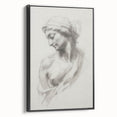 Framed abstract figurative canvas artwork showcasing bold black and white designs, displayed in a sleek frame, perfect for modern home decor accents.