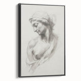 Framed abstract figurative canvas artwork showcasing bold black and white designs, displayed in a sleek frame, perfect for modern home decor accents.