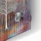 Close-up of an abstract floral acrylic glass artwork, showcasing vibrant colors and intricate details, perfect for modern home decor and artistic expression.