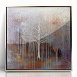 Framed acrylic artwork showcasing an abstract floral design in vibrant colors, accented with a sleek gold frame, perfect for modern home decor.