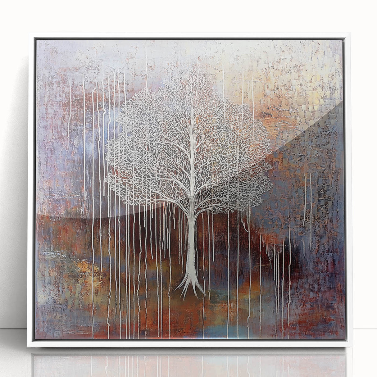 Framed acrylic artwork showcasing abstract floral designs in vibrant colors, displayed against a white background, ideal for modern home decor.