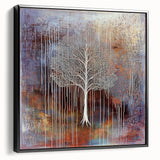 Framed canvas artwork showcasing a vibrant abstract floral design in bold colors against a black background, viewed from the side, perfect for modern home decor.