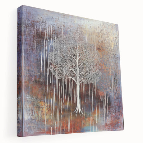 Abstract floral canvas artwork showcasing vibrant colors and intricate designs, displayed in a side view to highlight its texture and depth, perfect for modern decor.