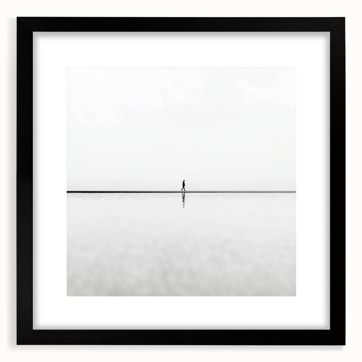 Abstract landscape artwork framed in a sleek black frame with a white mat, showcasing vibrant colors and dynamic shapes, perfect for modern home decor.