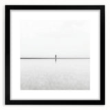 Abstract landscape artwork framed in a sleek black frame with a white mat, showcasing vibrant colors and dynamic shapes, perfect for modern home decor.