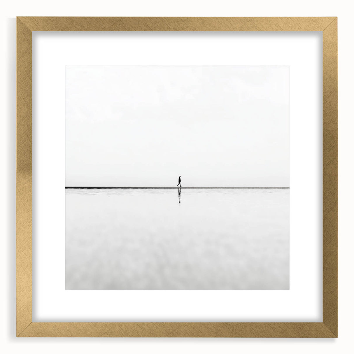 Abstract landscape artwork framed in gold with a white mat, showcasing vibrant colors and fluid shapes, perfect for modern home decor or office aesthetics.