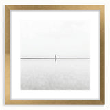 Abstract landscape artwork framed in gold with a white mat, showcasing vibrant colors and fluid shapes, perfect for modern home decor or office aesthetics.