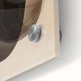 Close-up of a vibrant abstract minimalist wall art piece displayed on acrylic glass, highlighting bold colors and fluid shapes, perfect for modern decor.