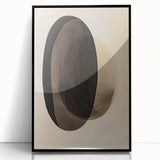 Framed abstract minimalist wall art featuring a black acrylic design, showcasing geometric shapes and elegant lines, perfect for modern home decor.