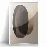 Framed acrylic wall art featuring a minimalist abstract design in white and soft gray tones, perfect for modern home decor, displayed from the front view.