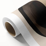 Abstract minimalist wall art on rolled canvas, showcasing soft pastel colors and geometric shapes, ideal for modern home decor. Packed securely in a cardboard tube for safe shipping.