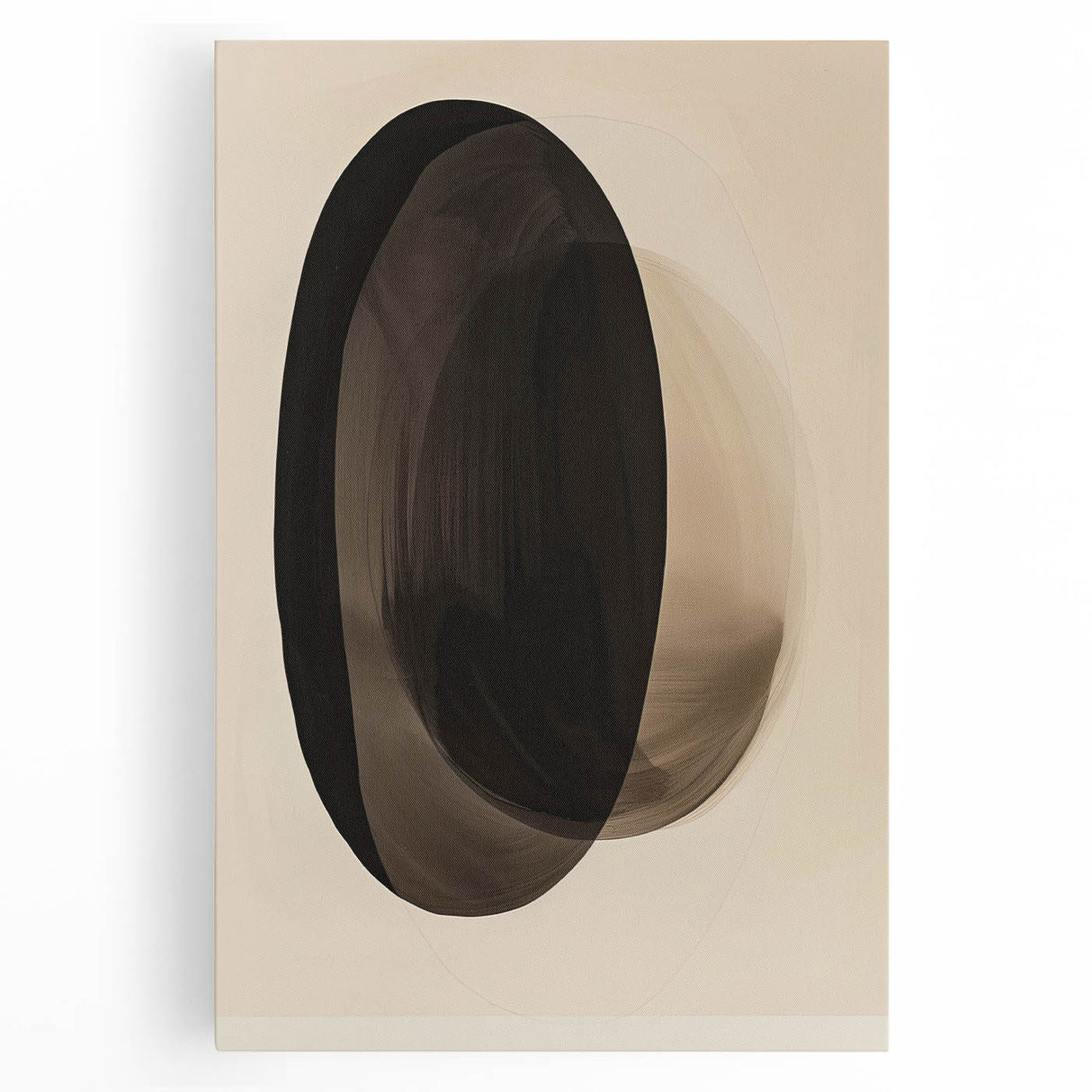 Abstract minimalist wall art on stretched canvas featuring soft pastel colors and geometric shapes, perfect for modern home decor and enhancing interior aesthetics.