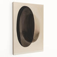 Abstract minimalist wall art design in soft pastel colors, displayed on a stretched canvas with a side view showcasing its depth and texture, perfect for modern decor.