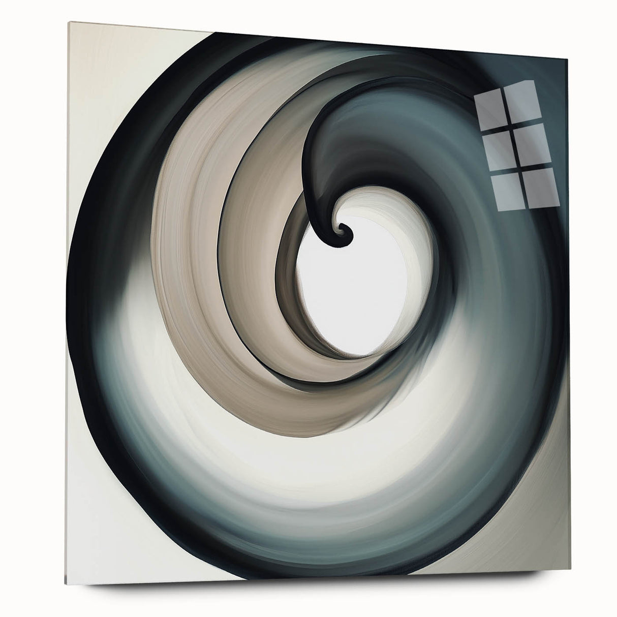 Minimalist Abstract Wall Art – Beige, Gray & Black Spiral Canvas
